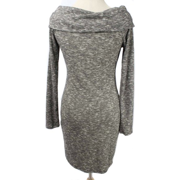 SUN & MOON Gray Marled Knit Cowl Neck Fitted Dress - Picture 3 of 4